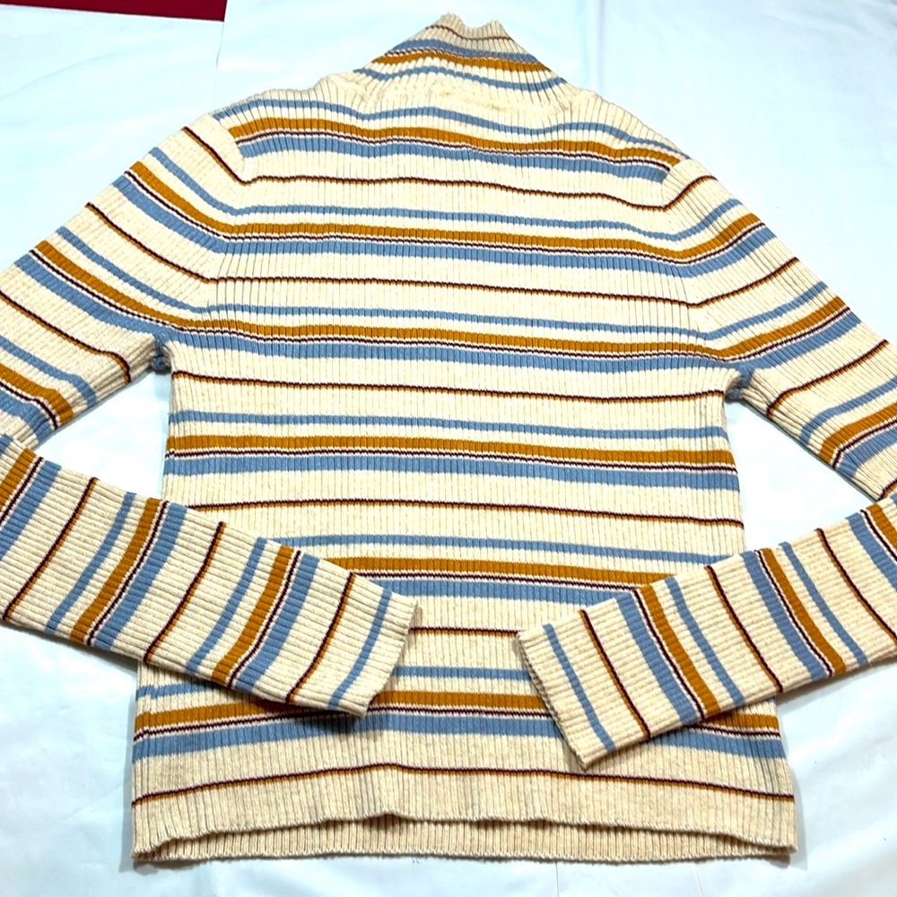 Pink republic striped Y2K knit Turtleneck Sweater Cream tan brown blue XL WOMENS